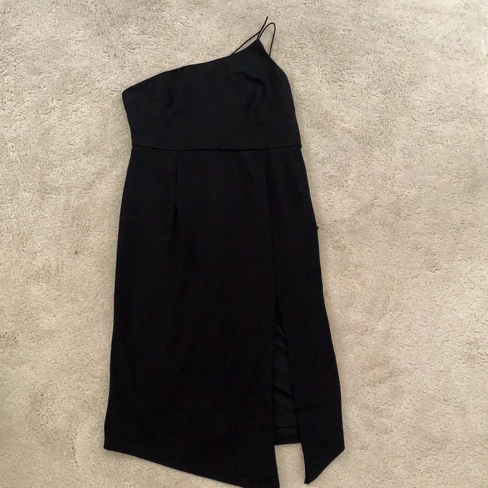 Happiest Hour Black Asymmetrical Bodycon Midi Dress